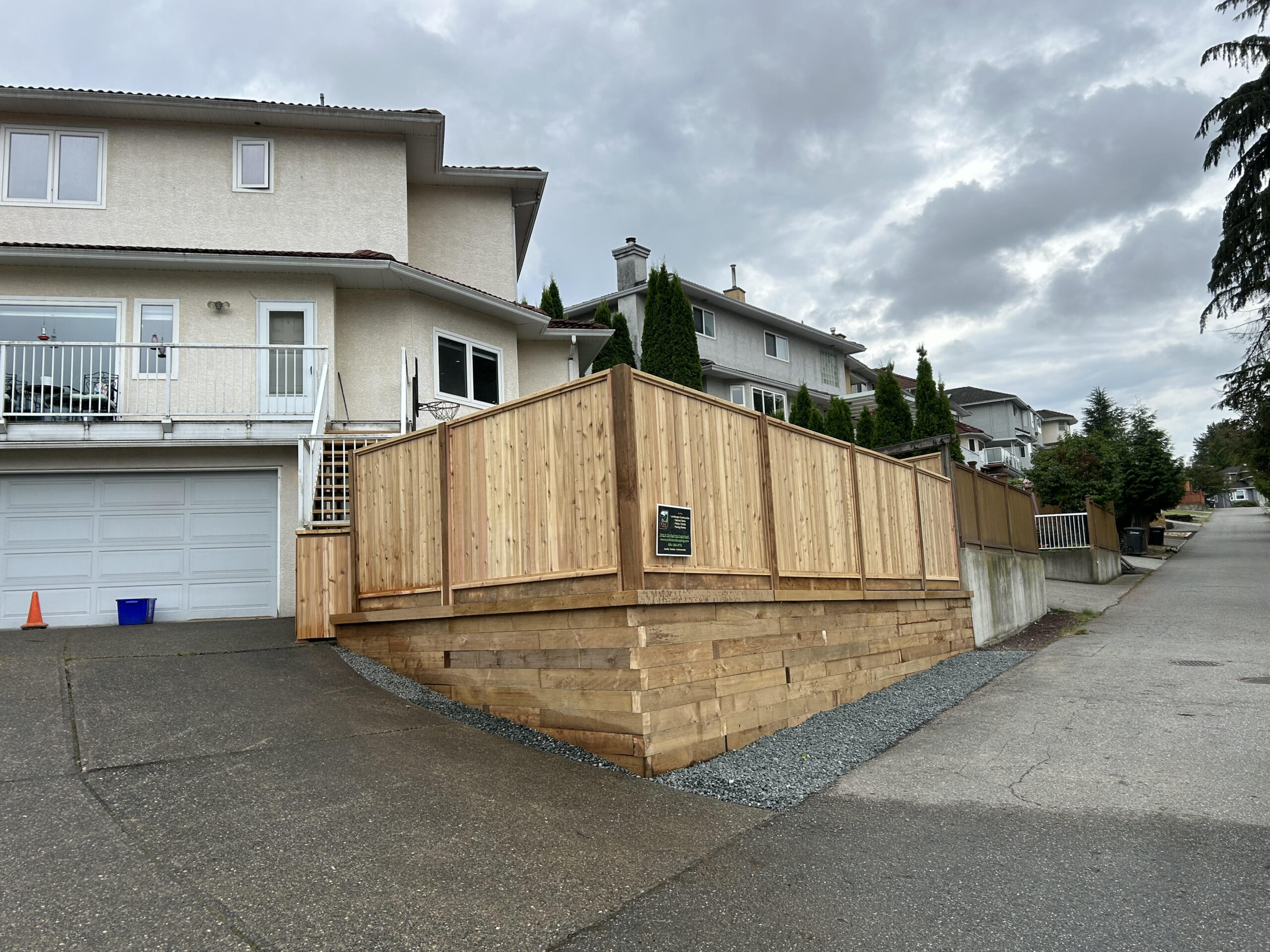 Burnaby wood retaining wall and fence